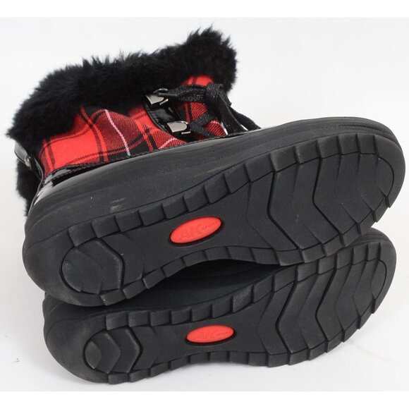 Anne Klein Gayla Red Plaid Faux Fur Mid-Calf Fabric Snow Boot Women's Size 5.5 - Picture 9 of 12